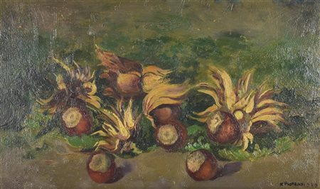 Ferruccio Piovano NOCCIOLE, 1929 olio su cartone, cm 18x29,4 firma e data sul...