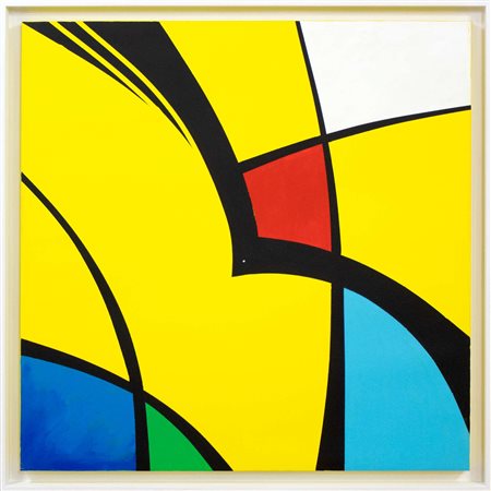 Angelo Dozio, Rondine, 1968, acrilico su tela, cm 80x80, autentica a cura...