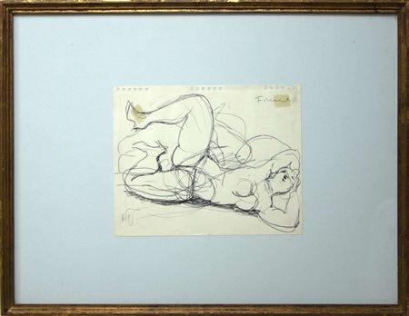 Salvatore Fiume, Somala, anni Settanta, grafite su carta, 28x22 cm, autentica...