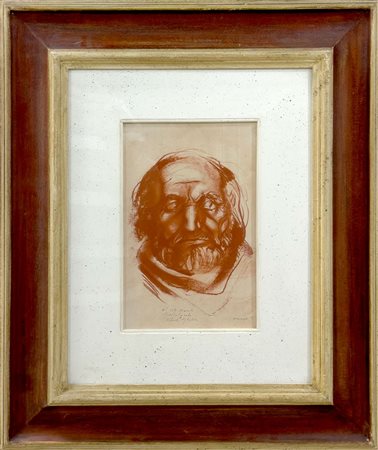 Silvestro Pistolesi, Ritratto, 1973, sanguigna su carta, 30x20 cm, firma in...