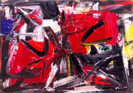 Pierluigi De Lutti, Di rosso, anni Duemila, olio su tela, 70x100 cm,...