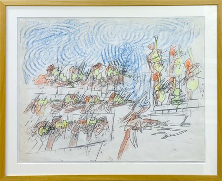 Sebastian Roberto Matta, Senza titolo, anni Ottanta, pastelli colorati e...