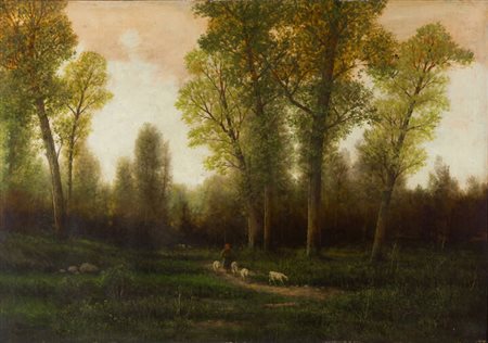 GIOVANNI PISANO<BR>Sevi (NU) 1875 - 1964 Torino<BR>"Mattino nel bosco"