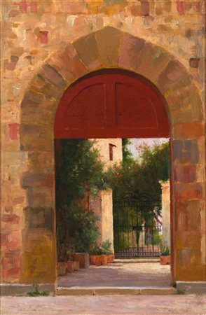 PITTORE ANONIMO<BR>"In giardino" XX secolo