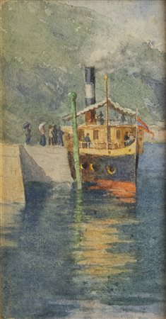 GAYS EUGENIO (attribuito a)<BR>"Battello su lago in montagna"