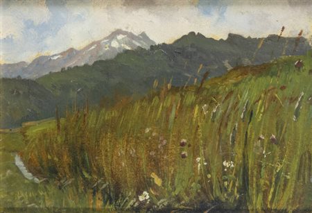 GUARLOTTI GIOVANNI (attribuito a)<BR>"Sull'altura" (al retro e al rovescio "Profilo di donna")