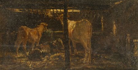 DOMENICO BATTAGLIA<BR>Napoli 1842-1904<BR>"Stalla"