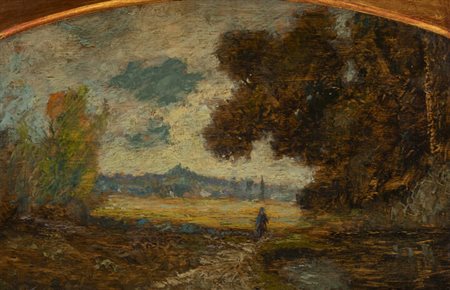 BENEDETTO GHIVARELLO<BR>Torino 1882 - 1955<BR>"Figura nel paesaggio" 1924