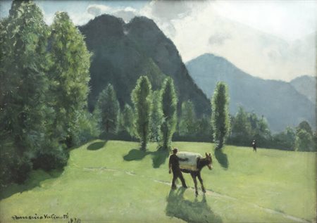 DOMENICO VALINOTTI<BR>Torino 1899 - 1962<BR>"Asino tra i prati" 1930