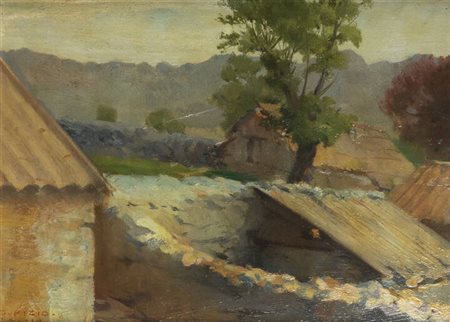 ORESTE PIZIO<BR>Torino 1879 - 1938<BR>"Villaggio in Dalmazia (o Villaggio dalmata)" 22-5-919