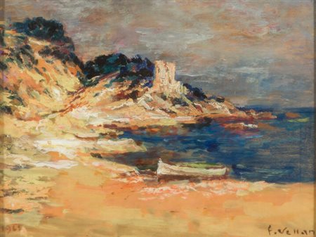 FELICE VELLAN<BR>Torino 1889 - 1976<BR>"Marina", Spagna, 1965