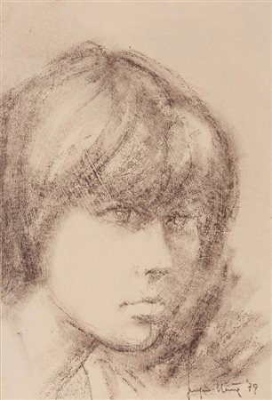 SERGIO UNIA<BR>Roccaforte di Mondovì (CN) 1943<BR>"Volto femminile" 1979