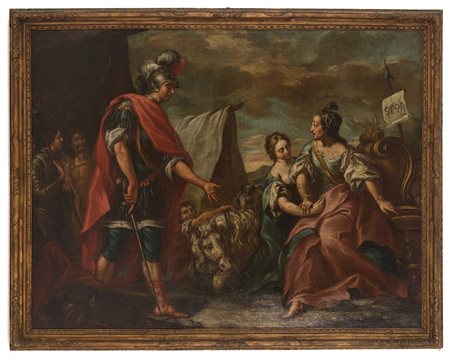GIOVANNI ANTONIO  PELLEGRINI (bottega di). Painting ''CORIOLANO MEETS HIS MOTHER VETURIA''