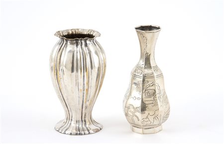 Two silver vases