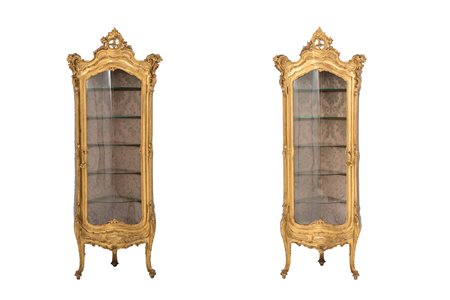 Pair of corner display cases