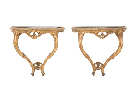 Pair of small wall consoles