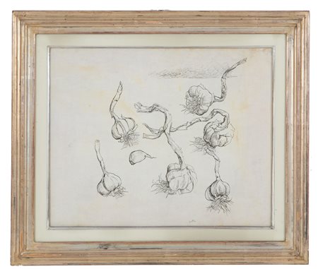 RENATO GUTTUSO. Ink drawing "AGLI"