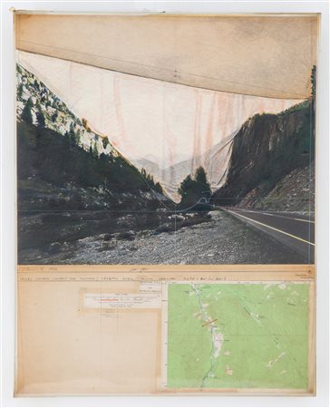 CHRISTO. Mixed media "VALLEY CURTAIN - PROJECT FOR COLORADO - CRYSTAL RIVER"