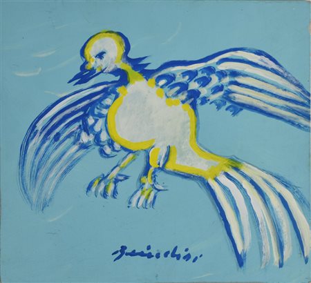 Remo Brindisi COLOMBA PASQUALE tempera su cartone, cm 30x30 firma sul retro:...