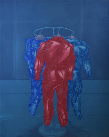 Marco Fidolini GUERRIERI IMPICCATI, 1972 acrilico su tela, cm 144x114 sul...