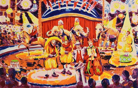 Athos Faccincani LUCE SUL CIRCO A MONTECARLO serigrafia polimaterica a 36...