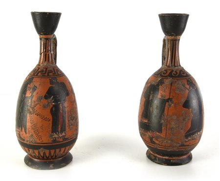 COPPIA DI LEKYTHOS IN STILE ATTICO A FIGURE NERE DEL VI SEC. A.C. DATAZIONE:...