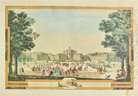 Sclopis del Borgo Ignazion VEDUTA DI STUPINIGI stampa su carta, cm 48x70...