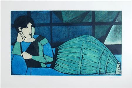 CANTATORE DOMENICO (Ruvo di Puglia 1906 - Parigi 1998) "Odalisca" Litografia...