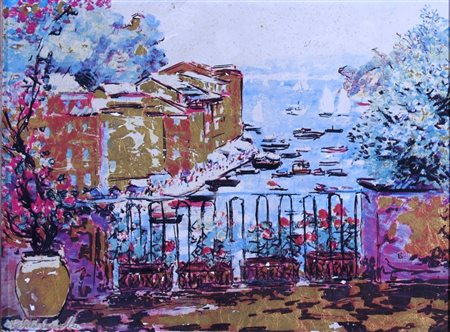 CASCELLA MICHELE (Ortona 1892 - Milano 1989) "Terrazza a Portofino"...