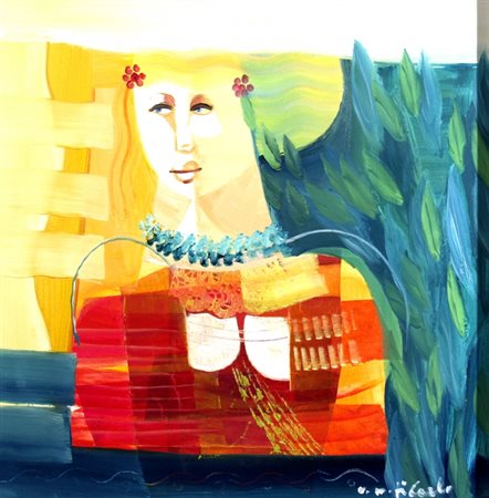 DI CARLO VITTORIO (San Marco in Lamis 1943) "Figura" Olio e collage su carta...