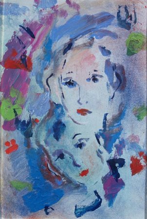 TRECCANI ERNESTO (Milano 1920 - Milano 2009) "Volti" Olio su tela cm. H:...