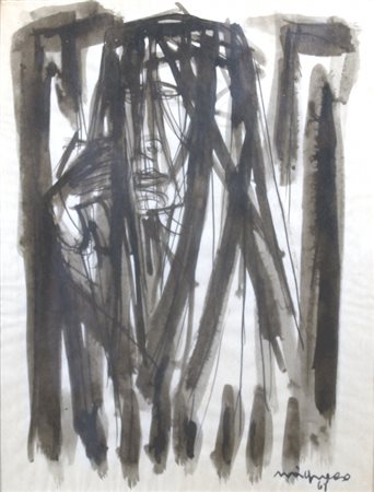 MIGNECO GIUSEPPE (Messina 1908 - Milano 1997) "Figura" 1961 Acquerello su...