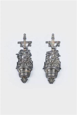 COPPIA DI ACQUASANTIERE IN ARGENTO
