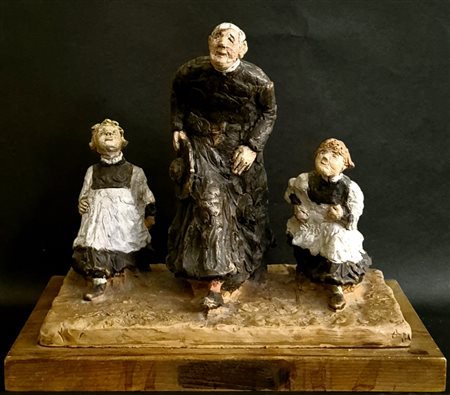 Carlo Anleri (Vergato 1943 - 2015). Parroco tra due chierichetti, 1985. 