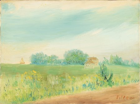 Umberto Lilloni 1898 Milano-1980 Milano Paesaggio a Chianciano, 1968 olio su...