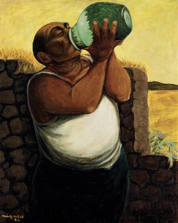Giuseppe Migneco 1903 Messina-1997 Milano Contadino che si disseta, 1956 olio...