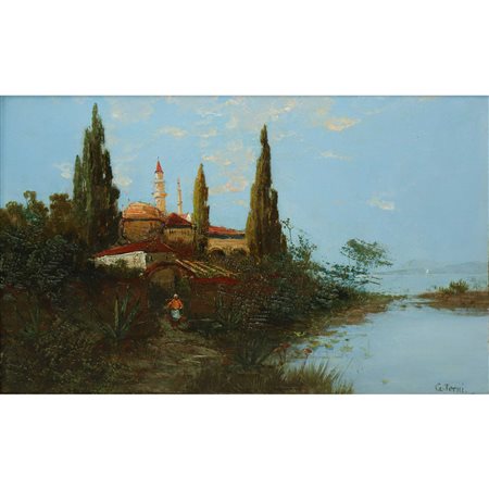 Paesaggio con contadina che porta acqua