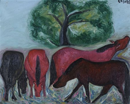 DIPINTO CAVALLI DI GIUSEPPE CESETTI