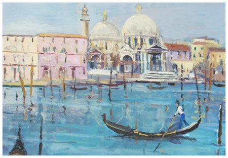 ILIO MANCINI Livorno 1931 Chiesa della salute, Venezia Olio su tavola 35 x...