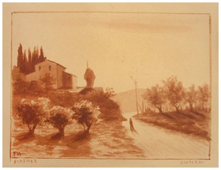 FAUSTO MAGNI Firenze 1906 – 1985 Firenze dintorni Pittura su cartoncino 30,8...