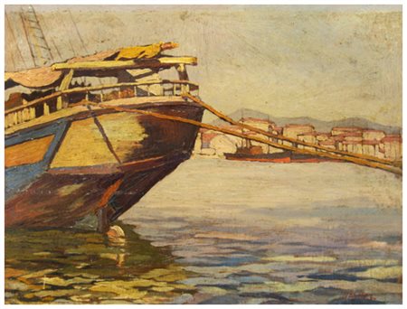 OTTORINO VALORI Livorno 1909 Senza titolo Olio su tavola 28 x 38. Firma in b....