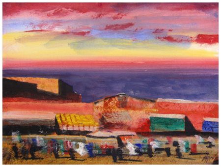 SALVATORE MAGAZZINI Pistoia 1955 Marrakech Olio su faesite 30 x 40. Firma in...