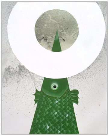 RENZO MARGONARI Mantova 1937 Pesce triangolo tentato 1972 Olio su tela 50 x...