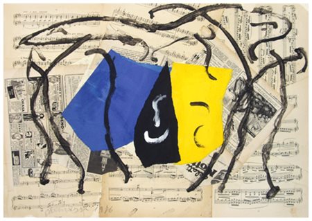 ARTURO CARMASSI Lucca 1925 Senza titolo 1976 Pittura e collage su cartoncino...