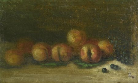 Gioacchino Toma NATURA MORTA CON FRUTTA, 1861 olio su tela, cm 31,7x52,7...