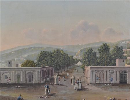 Giuseppe Gustavo Scoppa IL GIARDINO DI VILLA REALE gouache e tempera su...