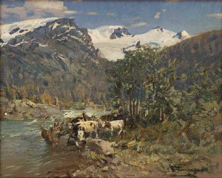 Ottorino Campagnari - Abbeverata nei pressi del Monte Rosa 