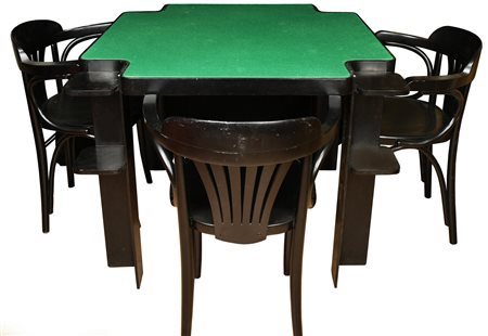 TAVOLO DA GIOCO PER CINI E NILS, anni '70 struttura in legno laccato nero...