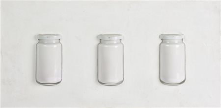 Paolo Grassino (1967) VARIAZIONI, 1993 gesso e vetro su tavola, cm 23,5x46x6...