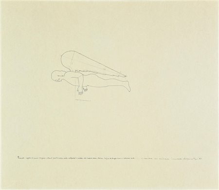 Luigi Mainolfi PROGETTO, 1977 tecnica mista su carta, cm 30x34 firma, data e...